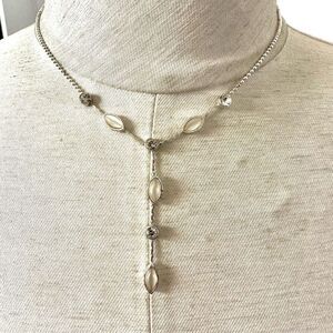 Silver tone dainty Y necklace